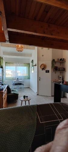 un salon avec un canapé et une table dans l'établissement Parfum des pins récemment rénové, à Narbonne