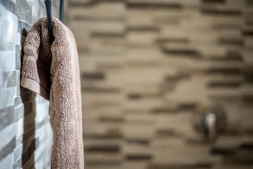a towel is hanging on a wall at Su Giuali in SantʼAnna Arresi