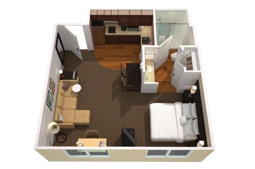 a rendering of a room with a floor plan at Residence Inn Seattle East/Redmond in Redmond