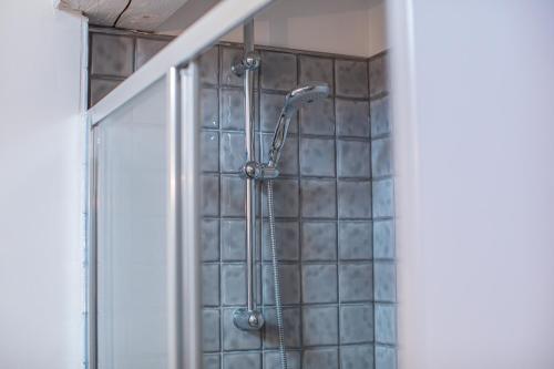 a shower with a shower head in a bathroom at Masseria La Tofala benessere & SPA in Copertino