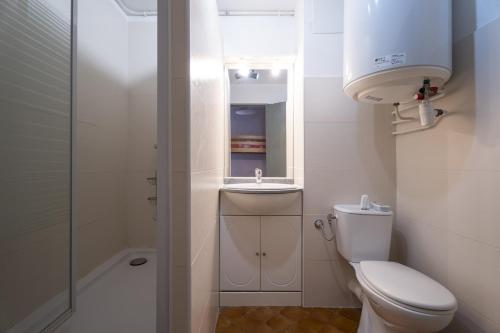 une salle de bain avec toilettes, lavabo et douche dans l'établissement Studio pour 4 personnes, à Saint-Mandrier-sur-Mer