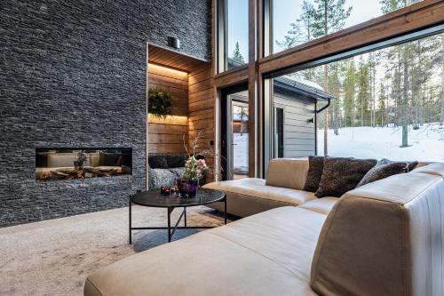 Χώρος καθιστικού στο Villa Minna, Brand New Luxury Villa in Ylläs, Lapland