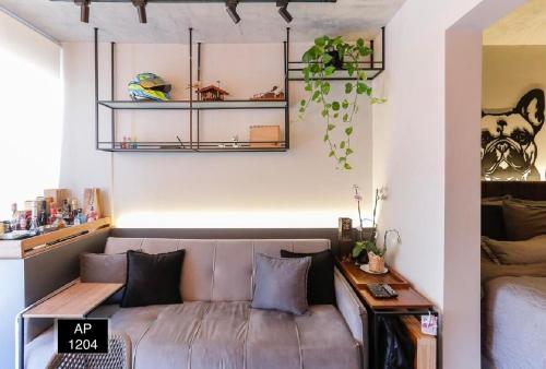 Χώρος καθιστικού στο Studio 1204 Com Vista Livre e Andar Alto