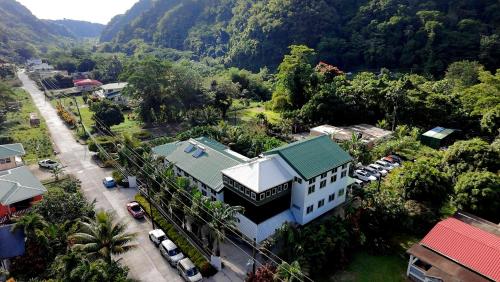 an aerial view of a resort in a mountain at Villa Copthall in Trafalgar