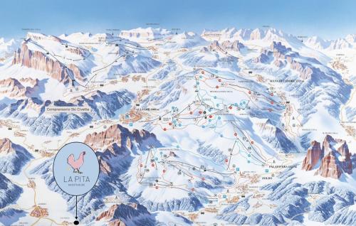 a map of a ski resort in the mountains at LA PITA in La Valle