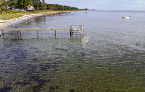 a dock in the middle of a body of water at Nice Home In Odder With House Sea View in Odder