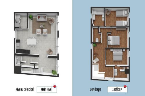 a plan of a floor plan of a apartment at Les calèches de l'Hôtel de Beaumont in Valognes