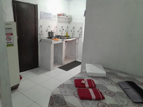 Una cocina con fregadero y encimera en una habitación. en Hospedagem Chapéu Virado, en Belém