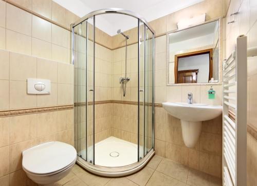Koupelna v ubytování Penzion Prelat