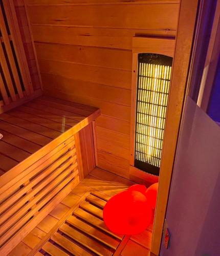 an inside view of a sauna with a red ball at Lovers in Fiuggi in Fiuggi
