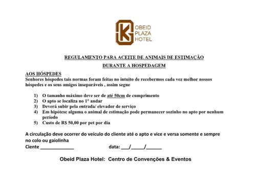 a page of a document with the names of the contractor at Obeid Plaza Hotel in Bauru