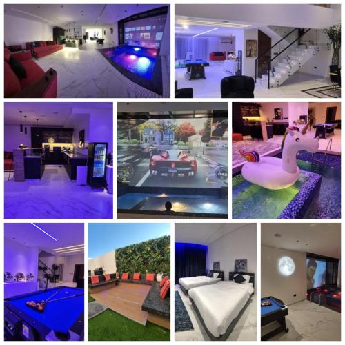a collage of different pictures of a house at Al MULHIM VILLA إستراحة الملهم in Rumays