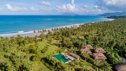 an aerial view of a resort and the ocean at Club Agutaya in San Vicente