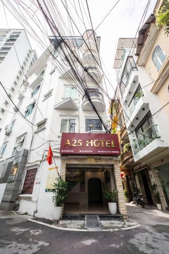 a building with a sign that reads a hotel at A25 Hotel - Đội Cấn 1 in Hanoi