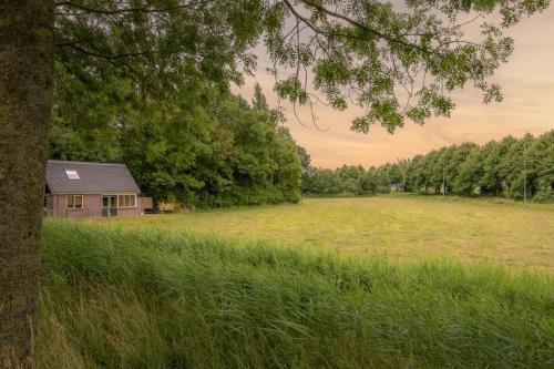 a large field with a house in the distance at Inn Hantum in Hantum