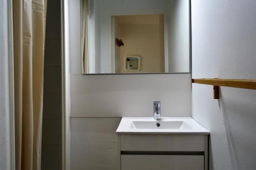 une salle de bain avec un lavabo et un miroir dans l'établissement Appartement 2 pièces 4 couchages ARGELES SUR MER AR070-101, à Argelès-sur-Mer