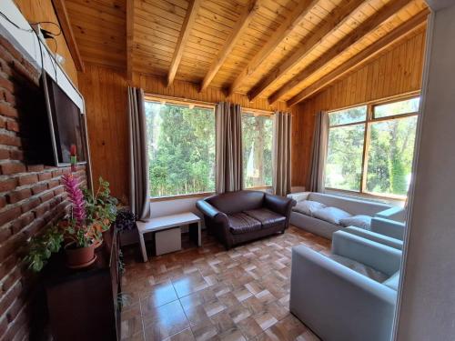 a living room with a couch and a tv at B&B Don Ciro in Villa La Angostura