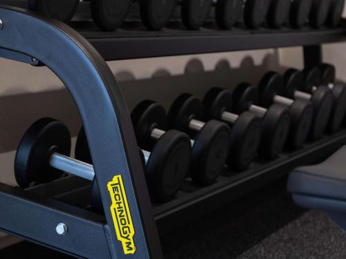 a rack full of dumbbells in a gym at Novotel Nara in Nara