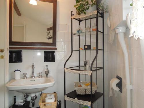 a bathroom with a sink and a mirror at Casa Mami in Isolalunga