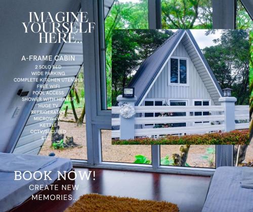 a picture of a dog house through a window at Cozy A Cabin Escape Your Tranquil Getaway Awaits in Hermosa