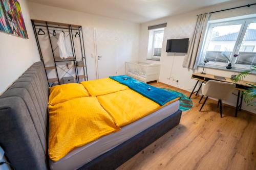 Posteľ alebo postele v izbe v ubytovaní Moderne Wohnung in Seenähe!