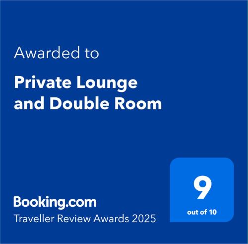 Certifikát, hodnocení, plakát nebo jiný dokument vystavený v ubytování Private Lounge and Double Room