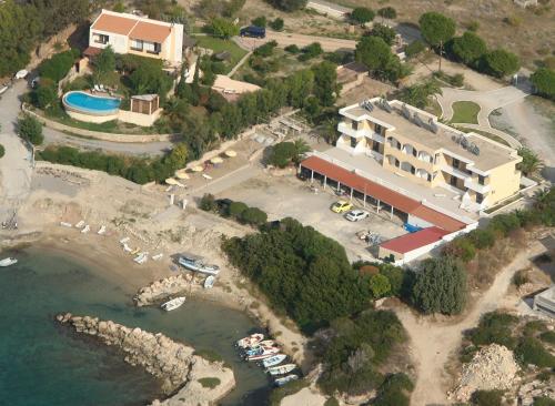an aerial view of a resort with a marina at Anthi Maria Beach Apartments in Pefki Rhodes