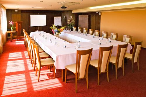 a large conference room with a long table and chairs at Hotel Praha in Uzhhorod
