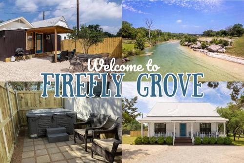 a collage of pictures of a firefly grove home at River Access Firefly Grove Main and Guest Houses in Wimberley