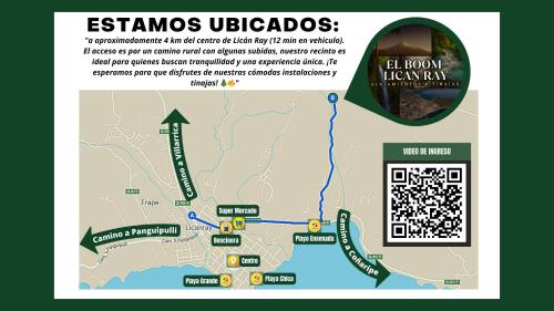 a map of the esinemos libagogos trail at El Boom Lican Ray - Alojamientos & Tinajas in Licán Ray