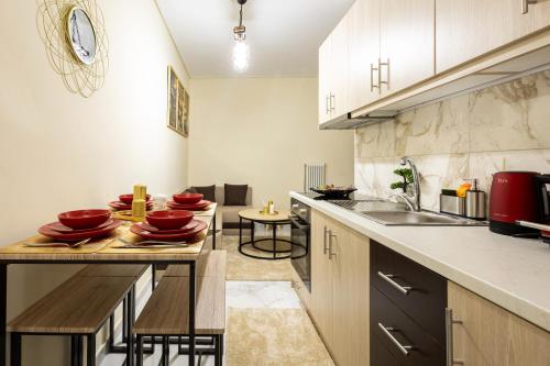 Η κουζίνα ή μικρή κουζίνα στο BnB Green Center Trikala