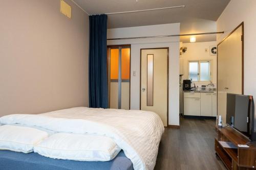 a bedroom with a large bed and a television at lol 3 101 in Hakodate