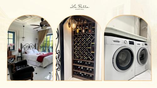 una camera da letto con lavatrice e asciugatrice di Villa La Bella Phan Thiet a Phan Thiet