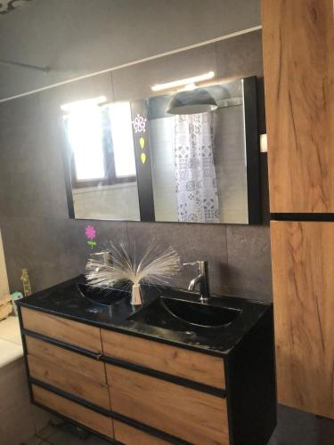 une salle de bain avec un lavabo et un miroir dans l'établissement Pretty townhouse, à Gap