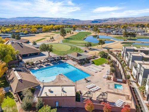 an aerial view of a resort with a pool and resort at Villa #01 at Bloomington Country Club condo in St. George