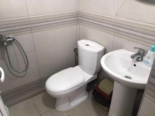 a bathroom with a toilet and a sink at Villa Rejan in Pogradec