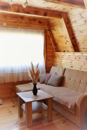 a living room with a couch and a table at Cottage Forest Hill in Žabljak