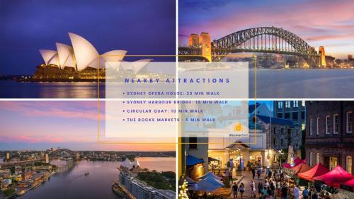 a collage of photos of the sydney attractions at Discover The Rocks - Historical Terrace House in Sydney