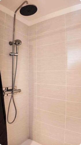 une douche avec pommeau de douche dans une salle de bain dans l'établissement Charmant T2 Hyper centre, à Montauban