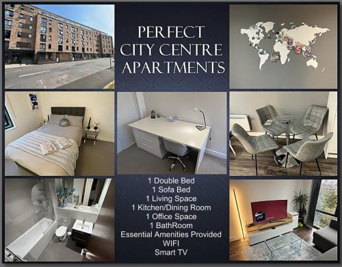 a collage of pictures of a city centre apartment at Perfect-City Centre-Apartment in Birmingham