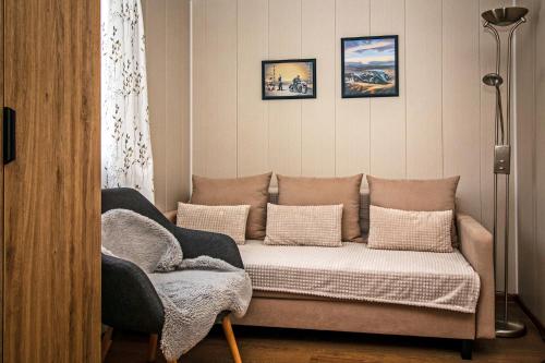 Postel nebo postele na pokoji v ubytování Chata Idylka - Nová chata se zahradou