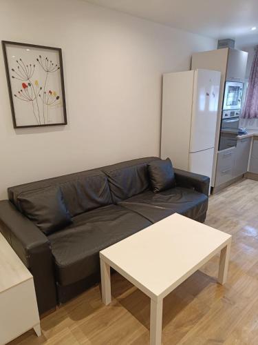 un salon avec un canapé et une table dans l'établissement Chambre d'hôte douceur - proximité directe Genève, à Annemasse