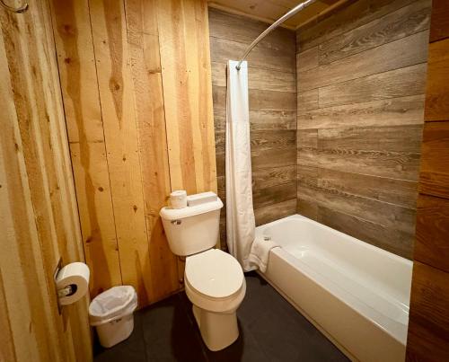 a bathroom with a toilet and a bath tub at Americas Best Value Inn Wall in Wall
