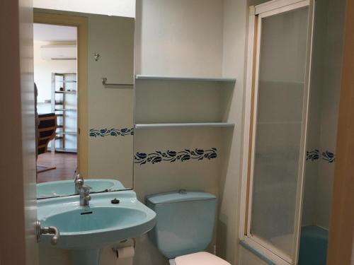 ein Badezimmer mit Toilette, Waschbecken und Dusche in der Unterkunft Medas Park 253 - L'Estartit, Centro - ES-323-90 in Torroella de Montgrí