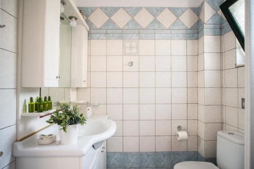 a bathroom with a sink and a toilet at Mare nostrum - Alykes Zakynthou in Alykes
