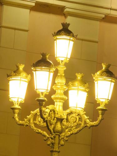 a street light with lights on a ceiling at testyty in Pasuruan