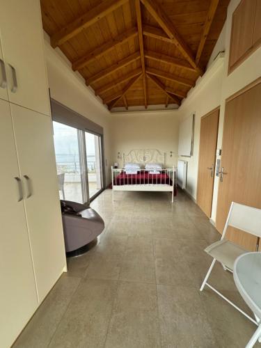 a large room with a bed and a table at Villa Artemis Nafplion in Tolo