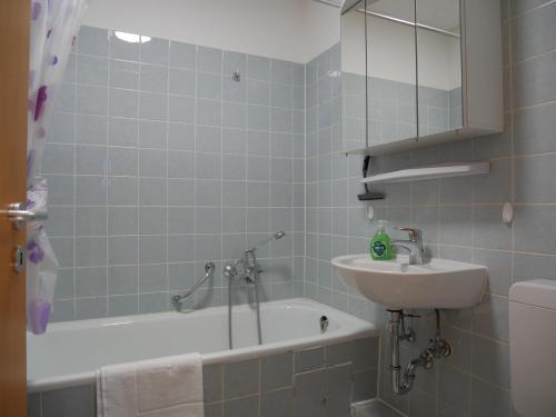 a bathroom with a sink and a bath tub and a sink at Hohegeiß-Braunlage-Apartment 374 in Braunlage