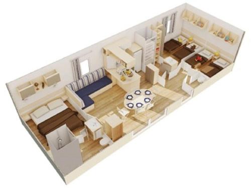 un plan d'étage d'une maison dans l'établissement Bungalow Natherem a Saint Julien en Born, à Saint-Julien-en-Born