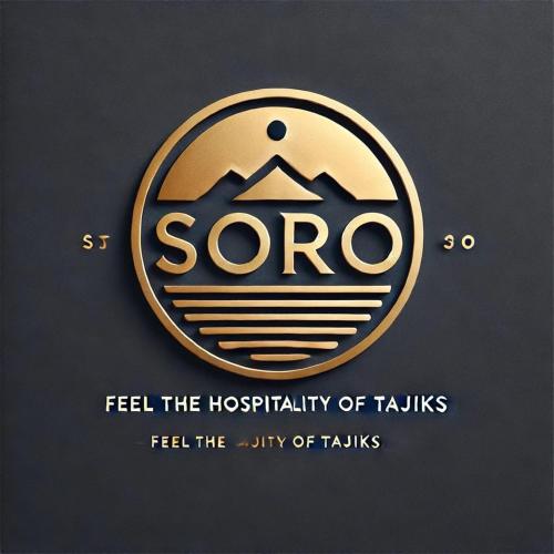a gold logo for a company with a mountain at Soro Hotel in Dushanbe